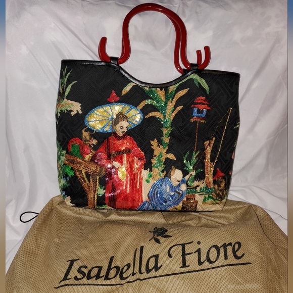NWT Vintage Isabella Fiore Special Edition Oriental Beaded Sequin Shoulder Bag - Picture 1 of 15